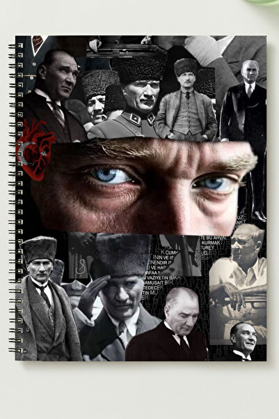 BLACKONECLASS ATATÜRK A5 Metal Spiralli Çizgisiz kalın bristol Kapak ATATÜRK ...
