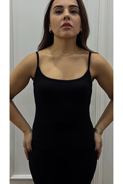 inmuse Black Strappy Blouse Tank Top