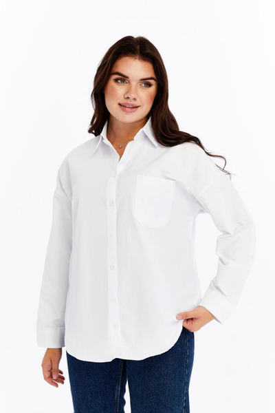 Chago Cămașă lungă din poplin, supradimensionată, cu buzunare, pentru femei