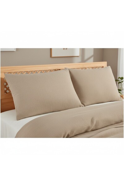 Comfort Craft 4 Layer Muslin 2 Piece Pillowcase Set - 50X70 cm Definite Patterned Natural Cotton Set