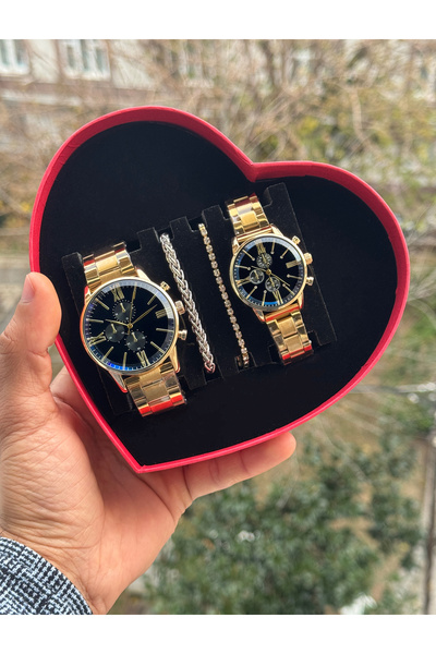 Tulpar Amor Series Lover Couple Wristwatch Set in Special Design Red Heart Box