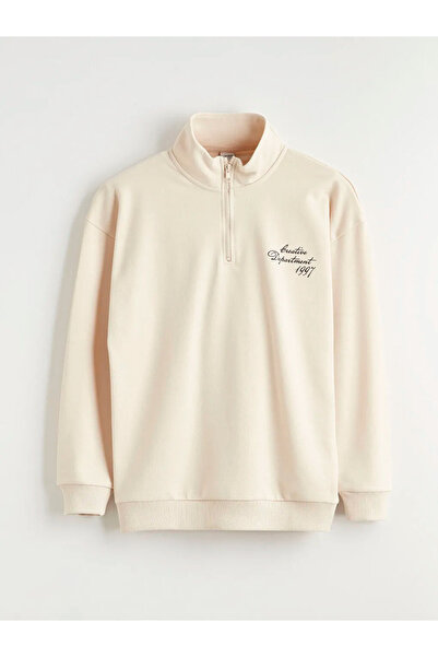 LC Waikiki LCW Kids bež Visoka kragna Štampano dečija majica