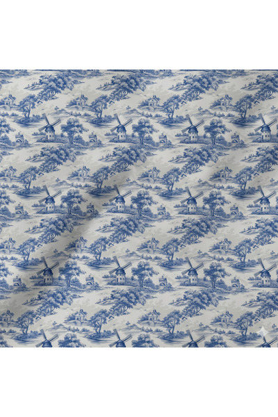 podyum baskı Blue Landscape Patterned Digital B Printed Upholstery Sofa Fabri...