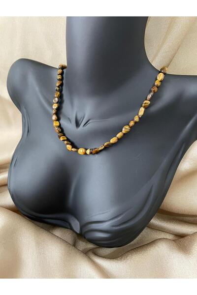 Doğaltaş Tiger Eye Natural Stone Necklace