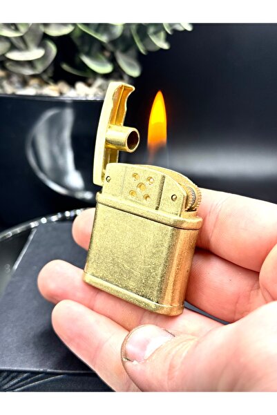 NikaŞ Eskitme Gold Renk Koleksiyonluk, Hediyelik Benzinli Çakmak - Lüks Hediy...