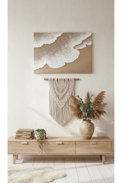 TOZART Dekoratif El Yapımı Dokulu Tablo- 3 Boyutlu Tablo İskandinav Tablo Min...