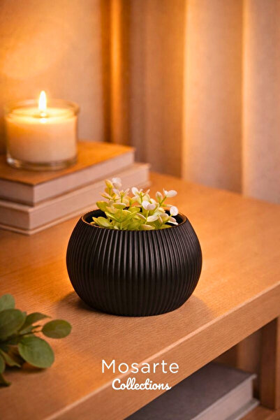 Mosart مزهرية بتصميم دائري محزز عصري / قطعة ديكور