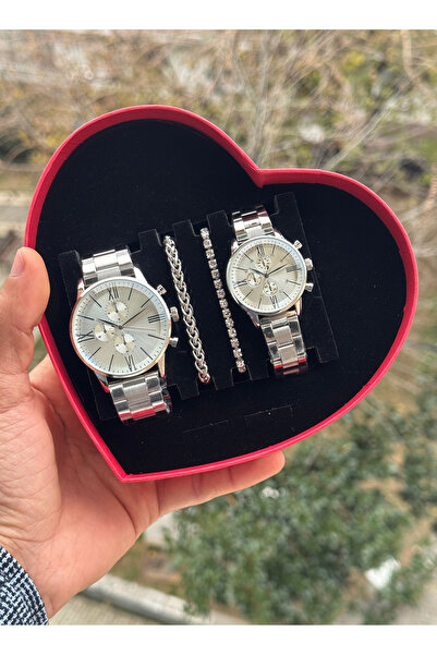 Tulpar Amor Series Lover Couple Wristwatch Set in Special Design Red Heart Box