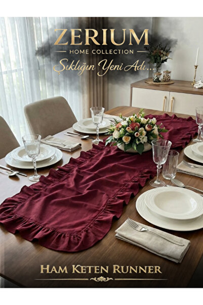 ZERİUM Aspect natural Design special Runner din in cu volane Seria Gala Burgu...