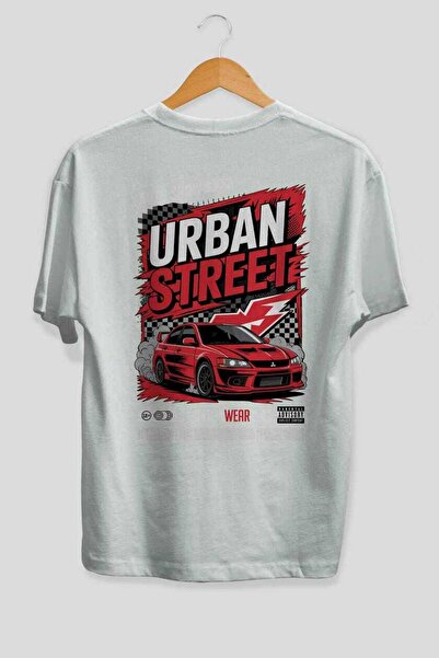 Ankhises Tricou supradimensionat alb cu imprimeu pe spate din seria Car Serie...