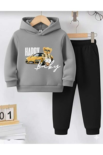 Nice Clothes Παιδικό Σετ Φόρμας με Κουκούλα UNISEX HAPPY BEAR ΚΙΤΡΙΝΟ ΤΑΞΙ ΜΕ...