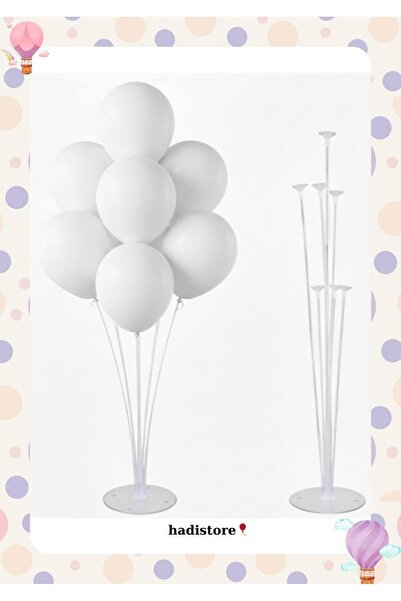 hadistore 1 Luxury Balloon Stand with 7 Balloons + 7 White Color Indoor Ballo...