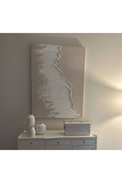 TOZART Minimalist Premium Dokulu Tablo -3D Dokulu Alçı Tablo – İskandinav Duv...