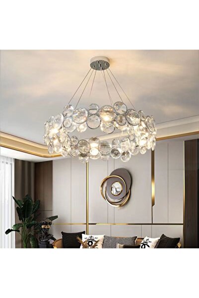 OEM Angelica Crystal Chandelier 6XE14 Silver, Diameter 49cm, Adjustable Height