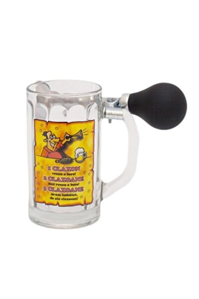 OEM Mug with horn, glass, transparent, 400 ml
