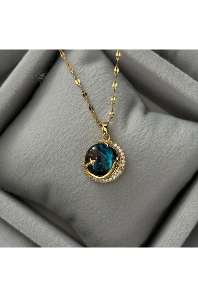 olvera shine قلادة ستار سكاي من الفولاذ 316L ذهبية/40+5 سم