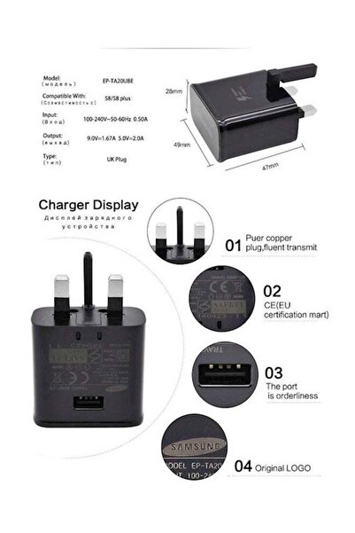 Generic 3-Pin Charging Adapter For Samsung Note 8/Note 9/S8/S8+/S9/S9+/S10/S1...