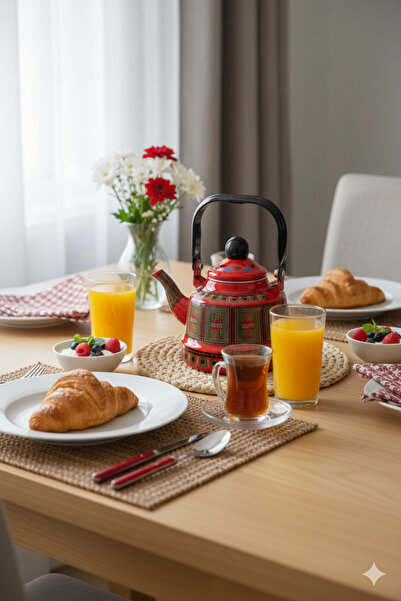 Generic Traditional metal teapot with a folk design, 1.7 liters