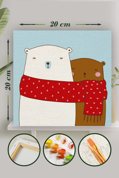 Palmiye Hobi Sanat Kırtasiye Sayılarla Boyama 20x20 Cm Tuval Seti Fırça Boya ...