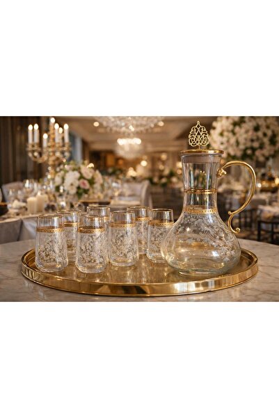 kısmet kristal 7 Piece Water Set, 6 Glasses and Stylish Pitcher Set