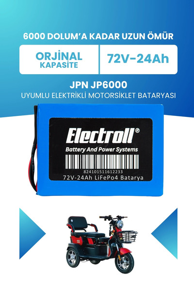 ELECTROLL Jpn Jp6000 Uyumlu Batarya (Standart Kapasite) LiFePO4 72V 24Ah Elek...