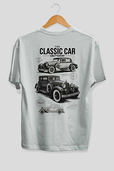 Ankhises Seria Car (74) Tricou oversize alb cu imprimeu pe spate Bărbați Feme...