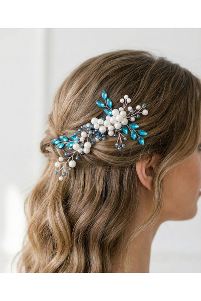 gelinmz Κομψό αξεσουάρ μαλλιών με πέρλες, λεπτομέρεια από κρυστάλλινη πέτρα Α...