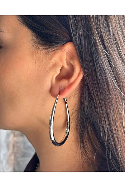 nunu takı Silver U Hoop Earrings