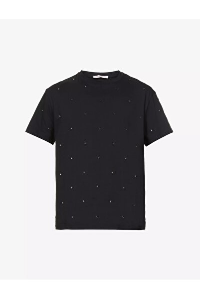 Valentino Roma Rockstud işlemeli pamuklu jarse tişört