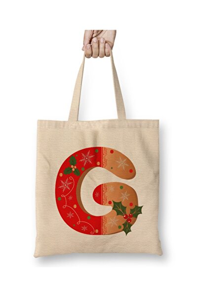 Toyaso Γράμμα Γ Λευκή υφασμάτινη τσάντα με μακριά λαβή Τσάντα αγορών Τσάντα π...