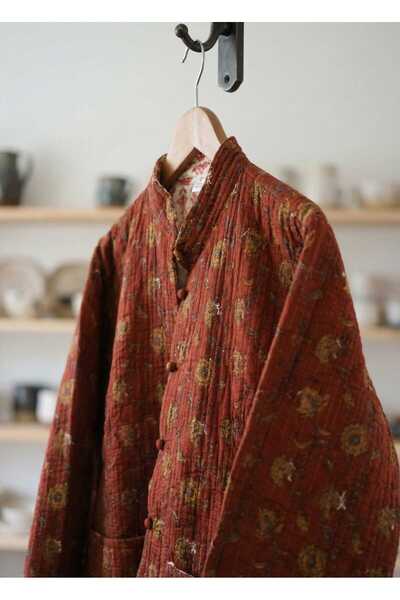 Yoncha Kadın Ceket %100 Pamuklu Çift Taraflı