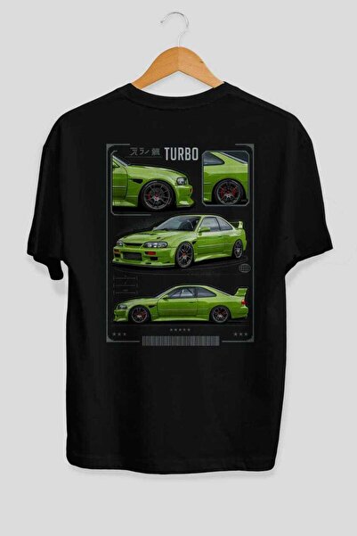 Ankhises Seria Car (21) Tricou negru oversize cu imprimeu pe spate Bărbați Fe...