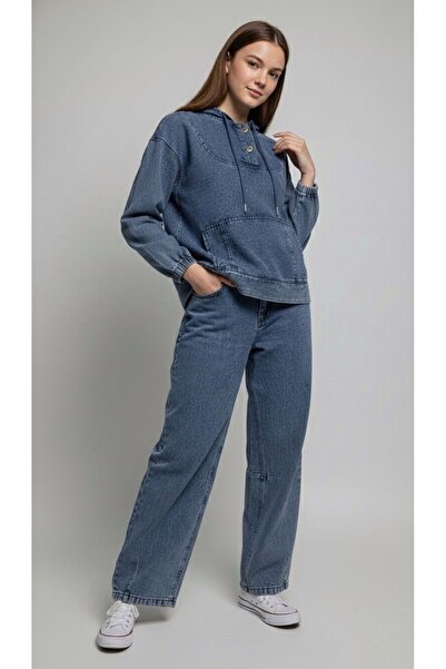 Asortix Set de cu glugă blugi pentru fete Set din denim din două piese-AUT-00...