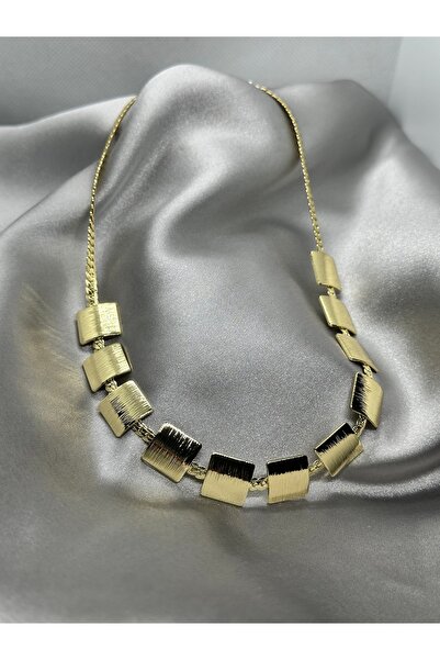Bade Jewelry Vip Gold Kare Plaka Modern Kolye