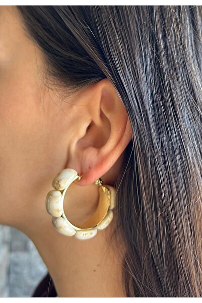 nunu takı Cream Bone Earrings