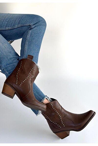 FRESCO SCARFS Matin Bitter Brown Leather Heeled Boots