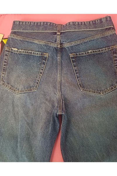 ARDSU Women's High Waist, Foldable Wide Leg (Wide Leg) Belted Jeans,