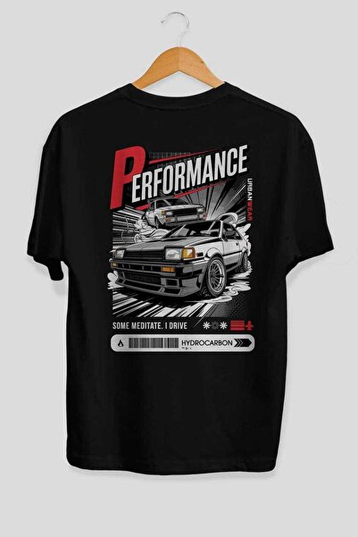 Ankhises Seria Car (14) Tricou negru oversize cu imprimeu pe spate Bărbați Fe...