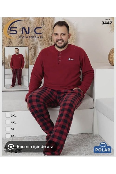 snc Battal boy erkek pijama takımı ekose desenli polar