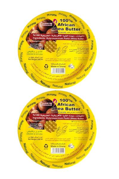 AFRICAN زينة الملاميه قطعتين من زبدة الشيا الطبيعية 100% للبشرة والشعر 250×2 مل