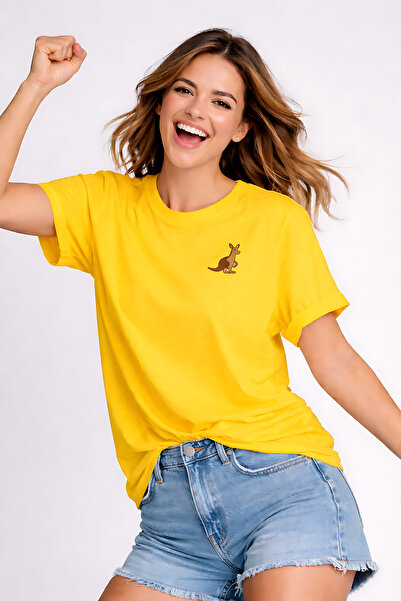 ArtYus Kanguru Printed Unisex Oversized Cotton T-Shirt