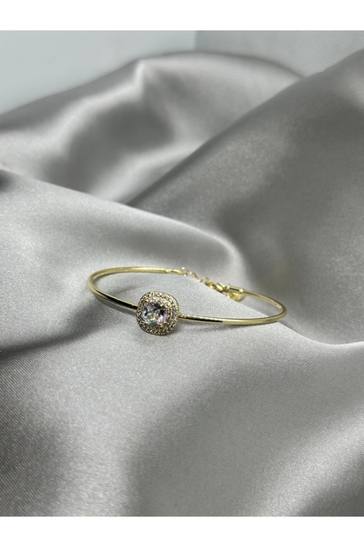 Bade Jewelry Vip Gold Baget Taş Model İnce Kelepçe Bileklik