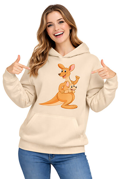 ArtYus Kangaroo Printed 3 Yarn Unisex Hooded Sweatshirt