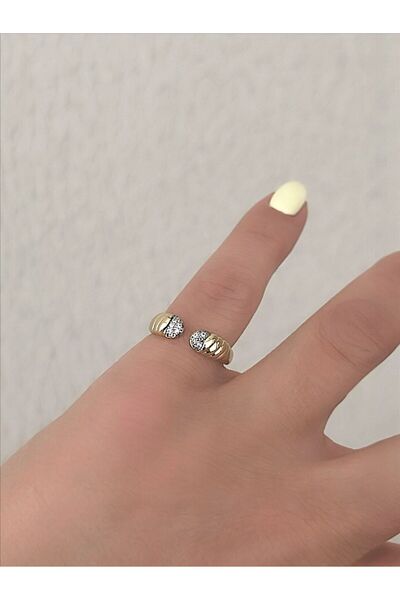 QA Quella Accessories ÇELİK ZİRKON DETAY BURGU SERÇE PARMAK AYARLANABİLİR 14K...