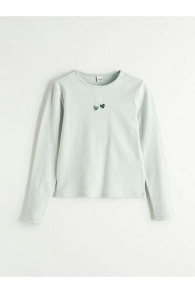 LC Waikiki LCW Kids Момичешка блуза с бродерия и велосипед на деколтето