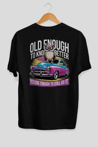 Ankhises سلسلة سيارات (34) تي شيرت أسود كبير الحجم مطبوع من الخلف للرجال والن...