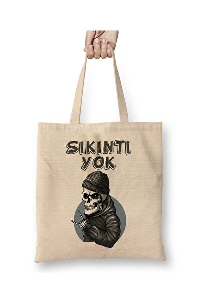 Toyaso No Problem Funny White Tote Bag Long Handle Shopping Bag Beach Bag