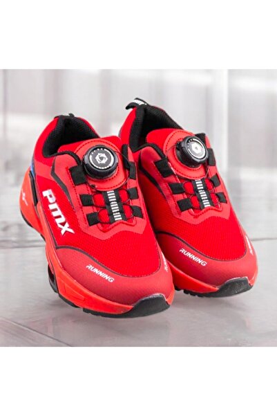 pediashoes Boys' Red Color Smart Roller Lace-Up Comfort Daily Sports Shoes