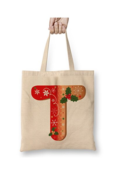 Toyaso Geantă de pânză albă cu litera T, cu mâner lung, geantă de cumpărături...