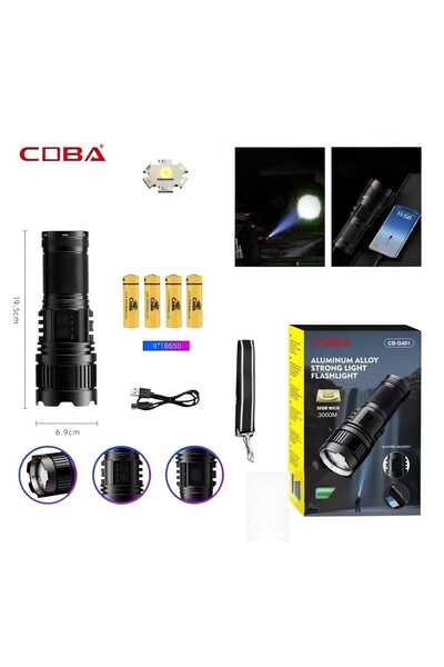 COBA Powerful Aluminum Alloy Flashlight for Long Distance Lighting Powerful l...
